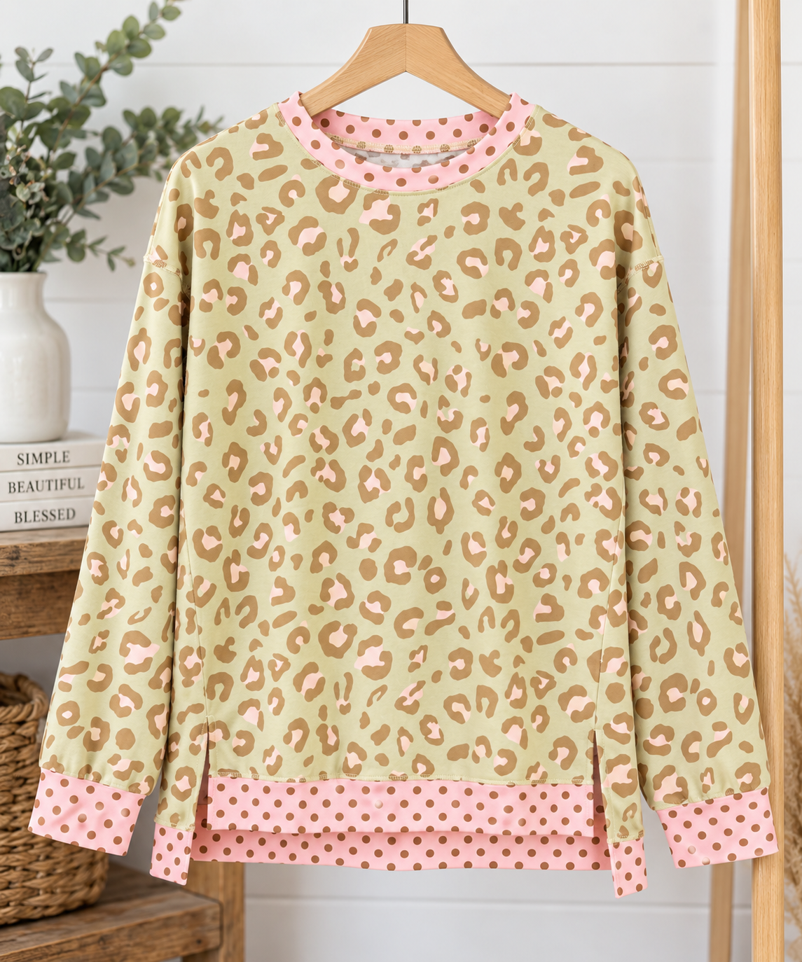 Leopard & Pink Polka Dot Pullover