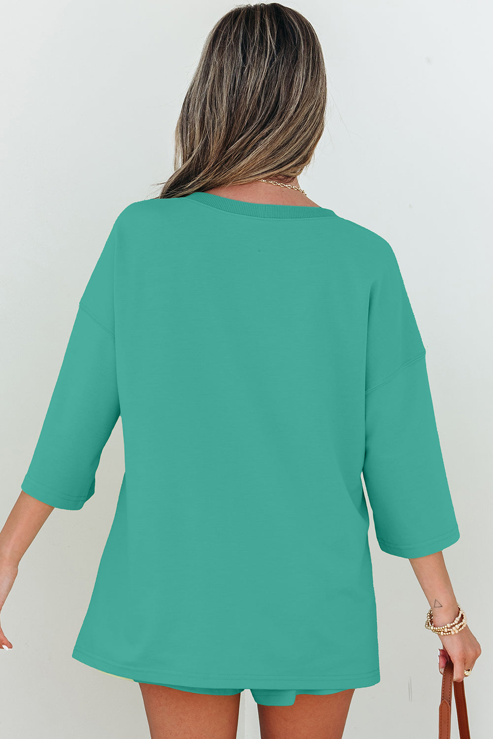 Sea Green V-Neck Tee & Shorts Set