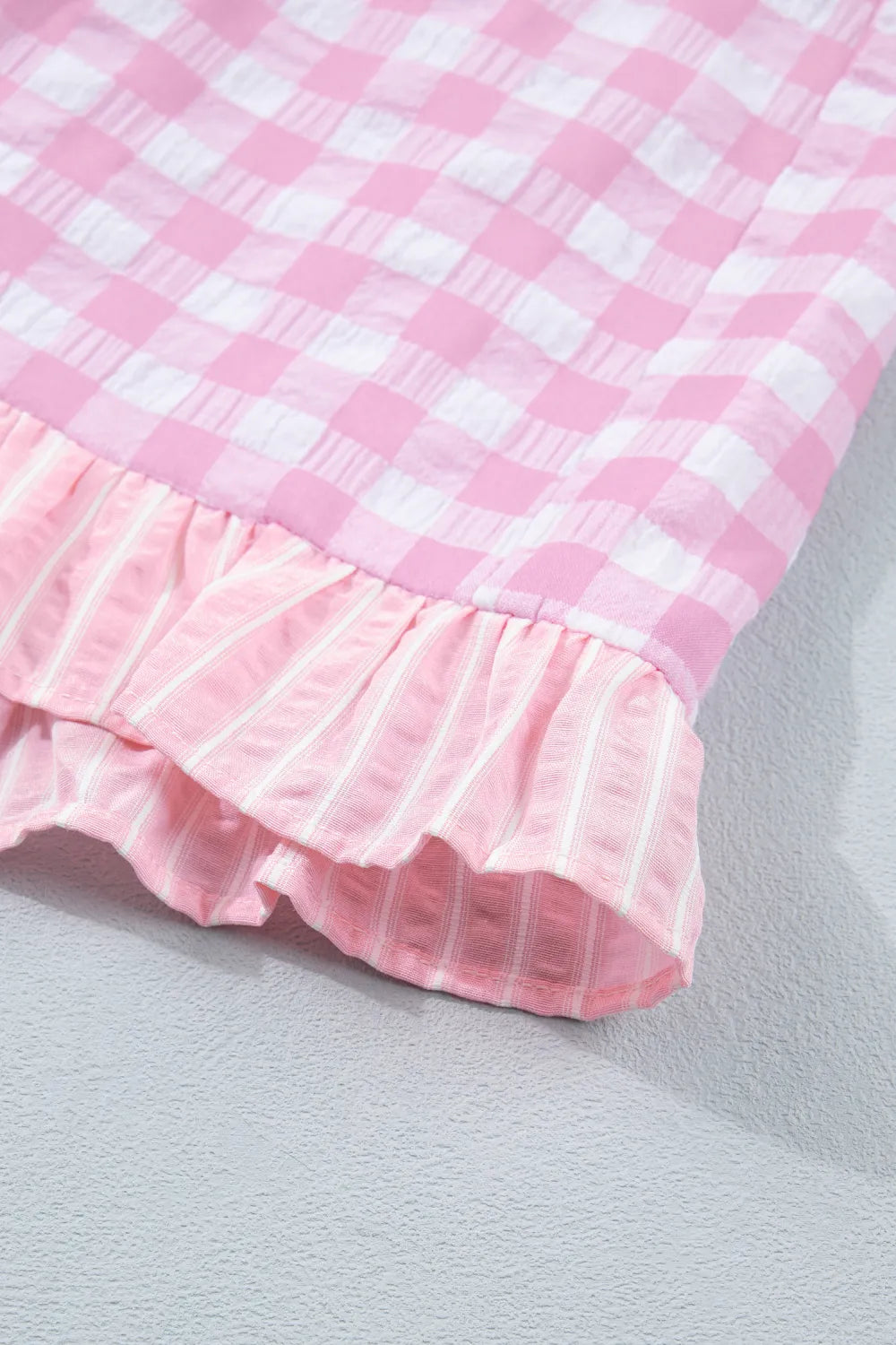 Pink Gingham Ruffle Striped Shorts