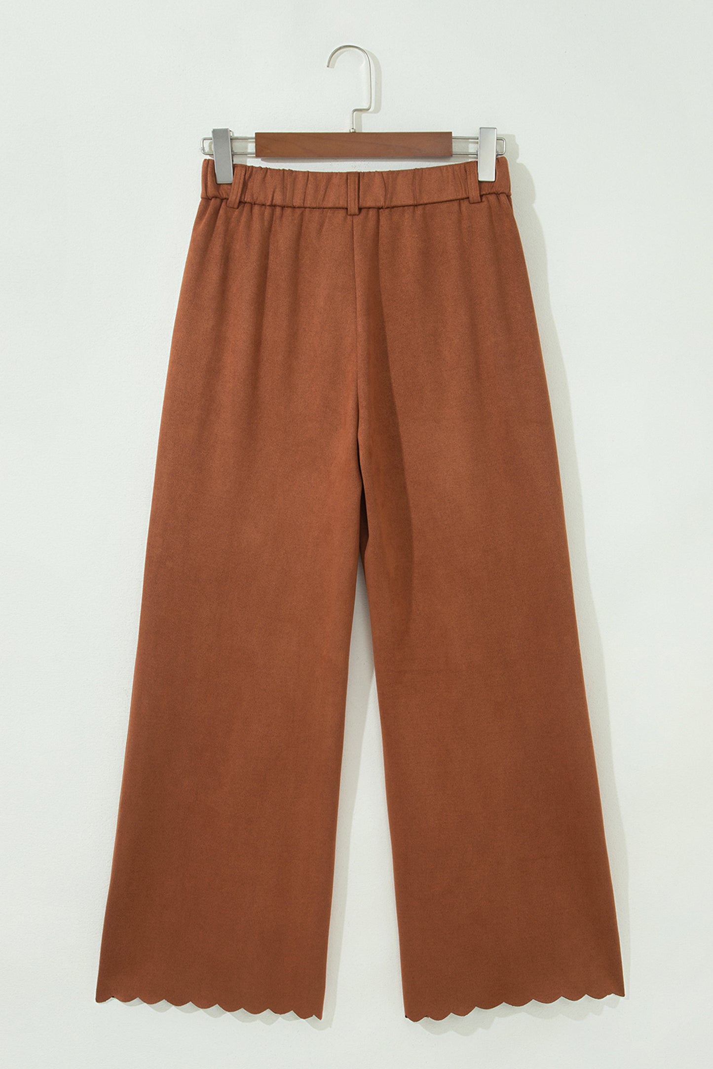 Rust Scalloped Pocket Wide Leg Pants