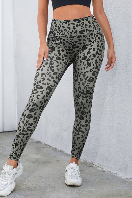 Gray Leopard Print Active Leggings