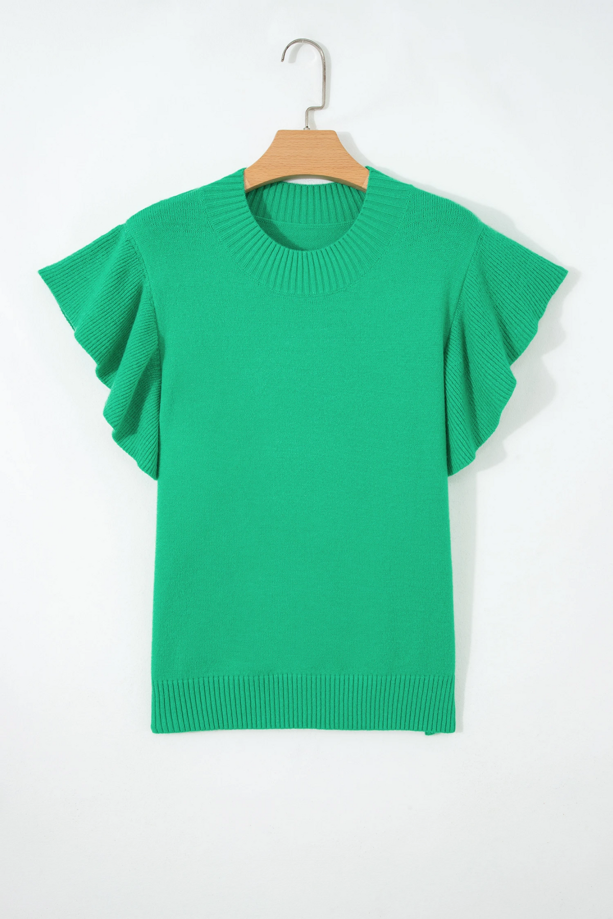 Kelly Green Ruffle Sleeve Knit Top