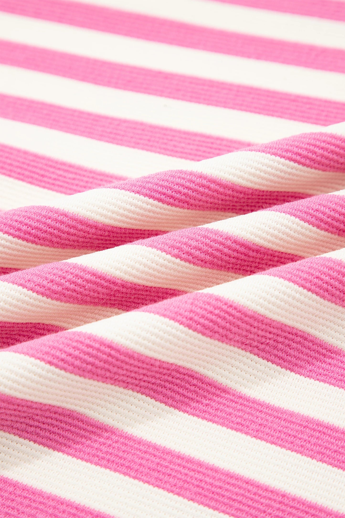 Pink Stripe Contrast Trim Short Set