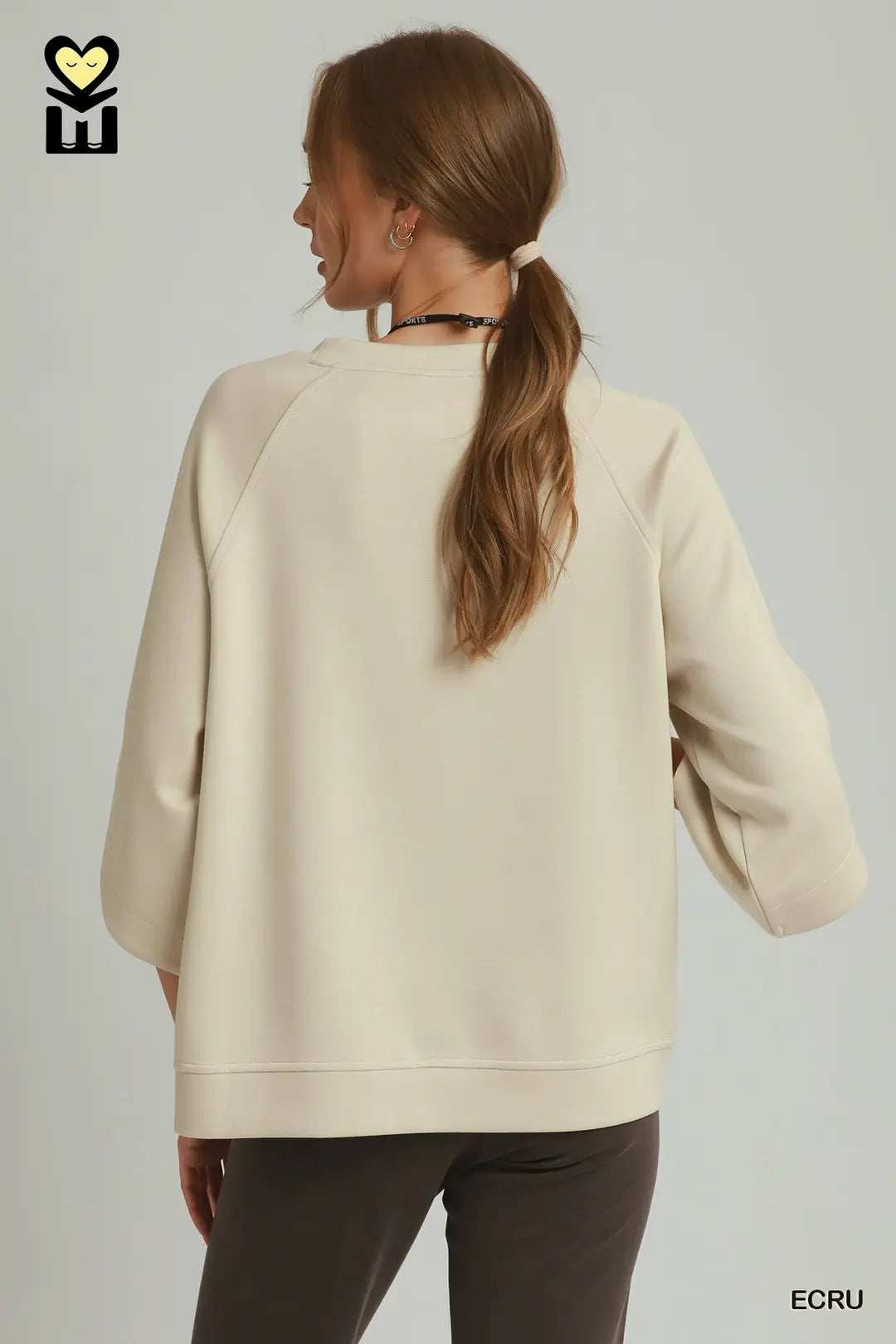 Umgee LuxeKnit Cream 3/4 Sleeve Top