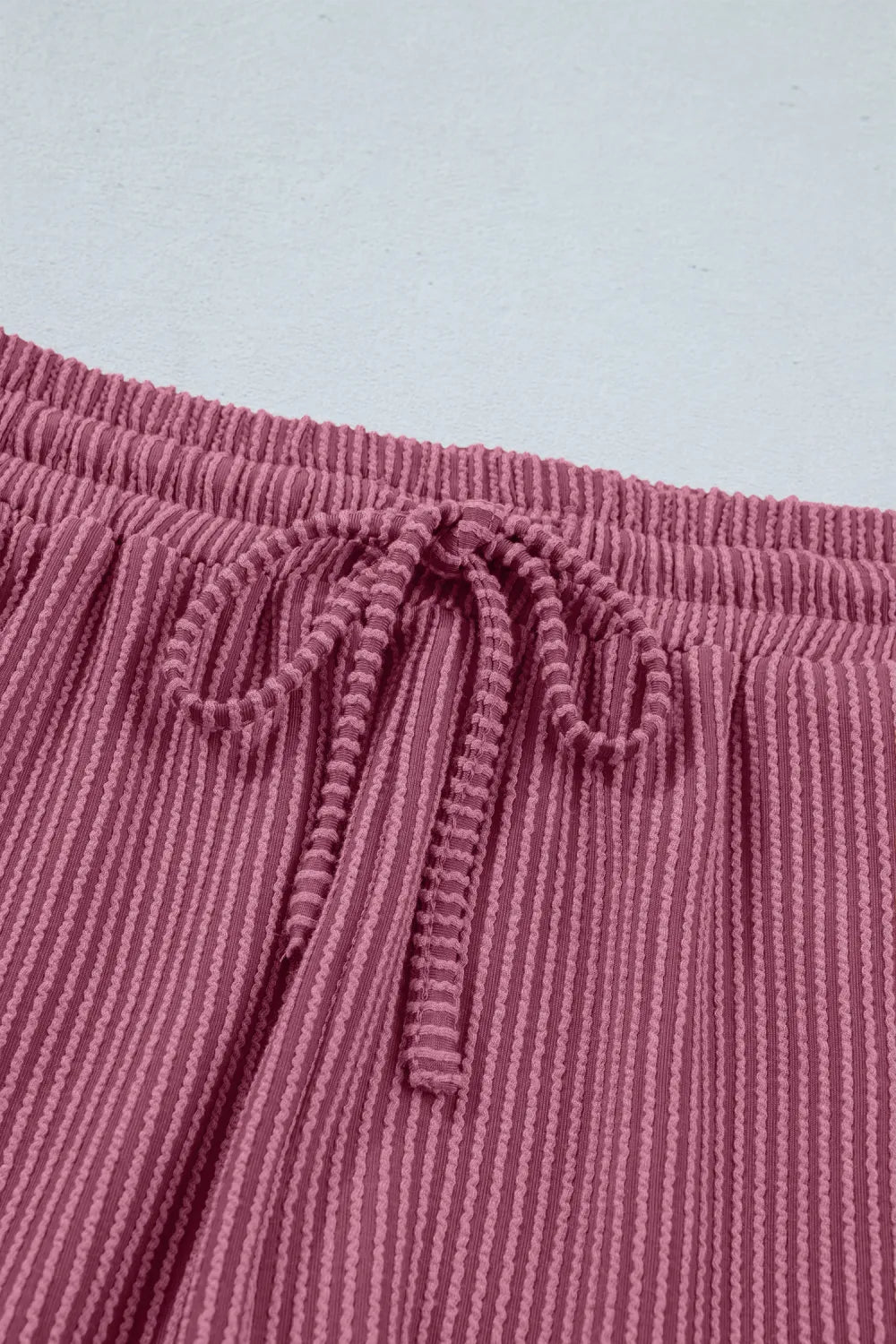 Burgundy Ribbed Drawstring Short Set