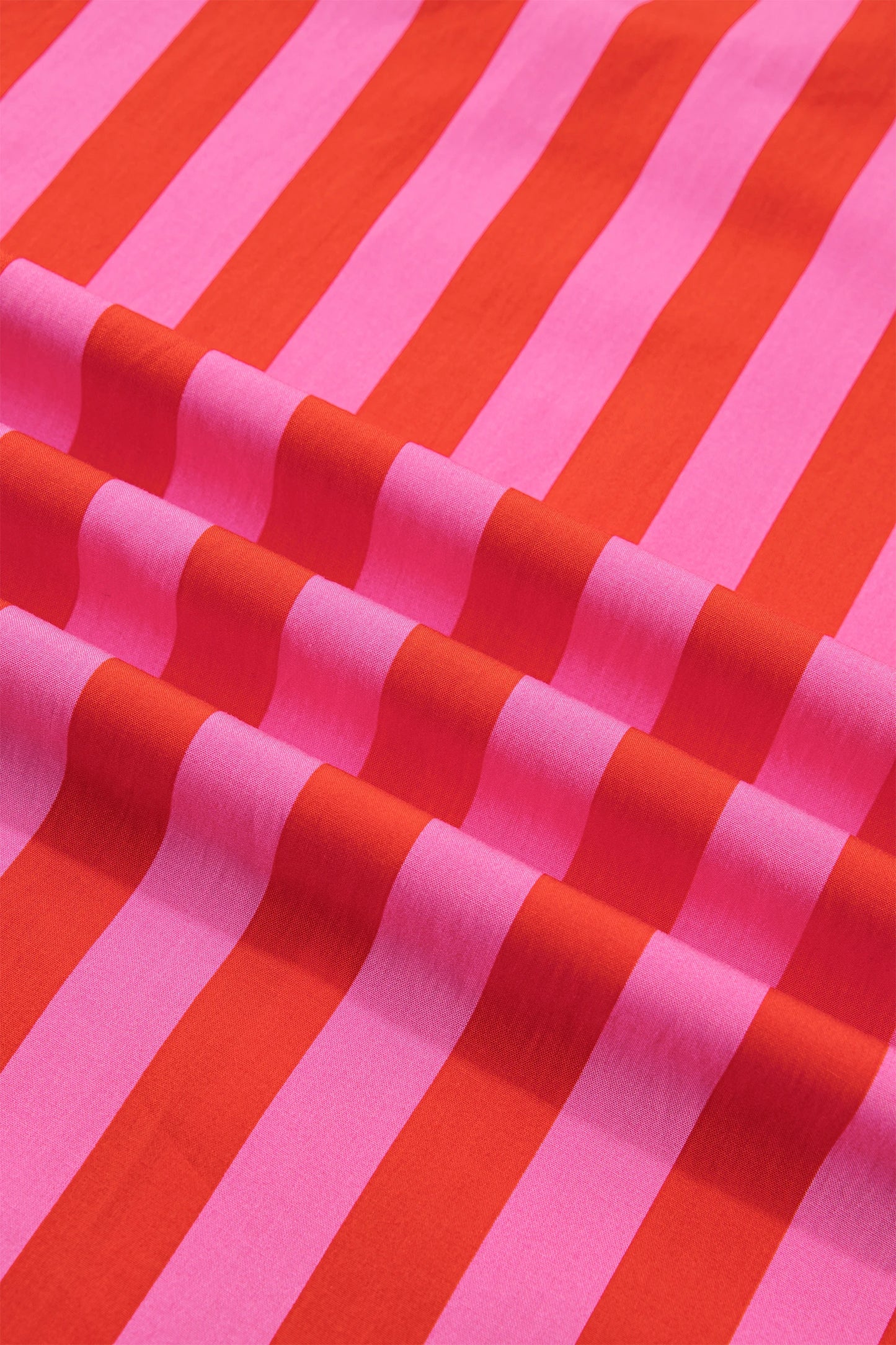 Pink Red Striped Midi Dress with Pockets