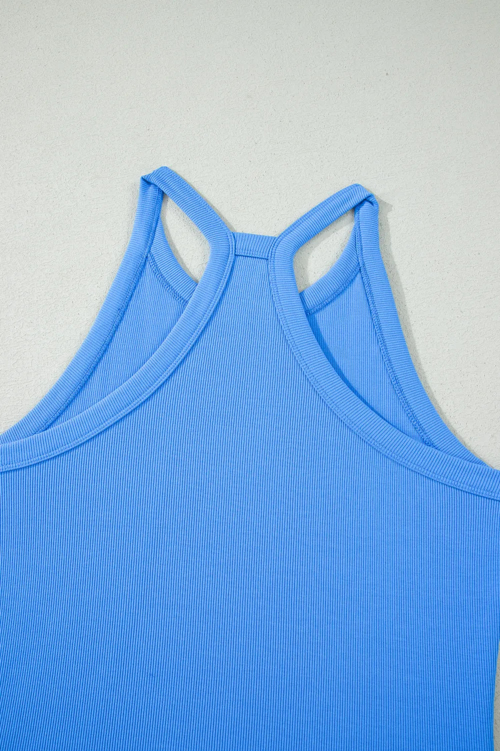 Blue Ribbed Tank & Shorts Set