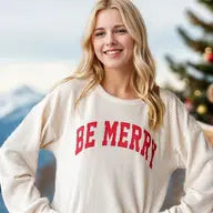Be Merry Ribbed Long Sleeve Shirt