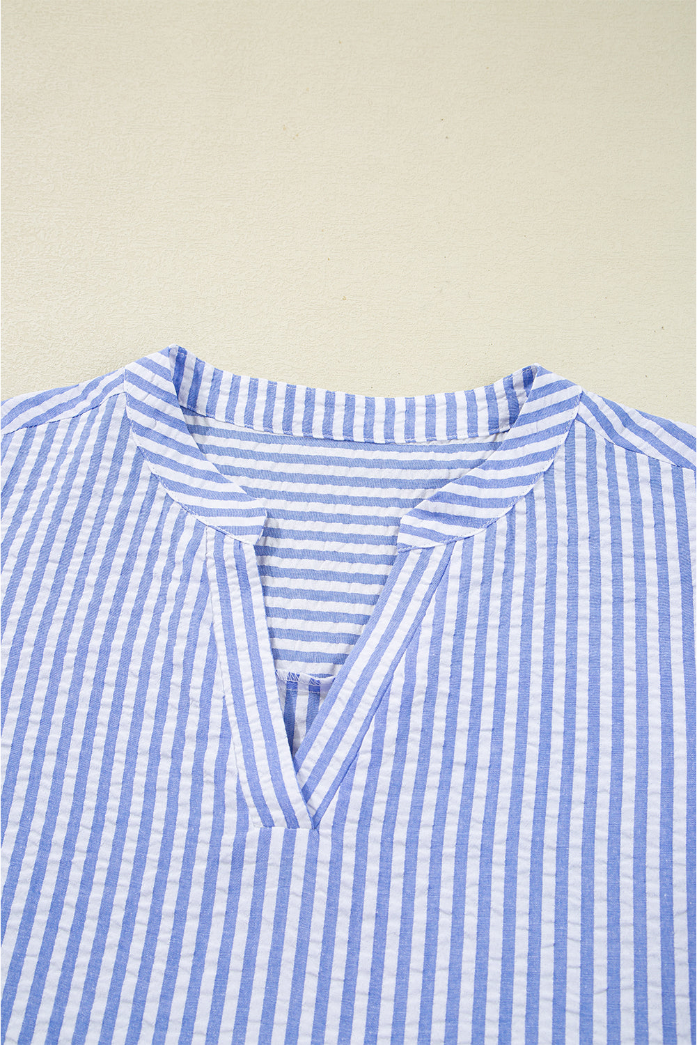 Blue Stripe Bracelet Sleeve Tiered Shift Dress with Pockets