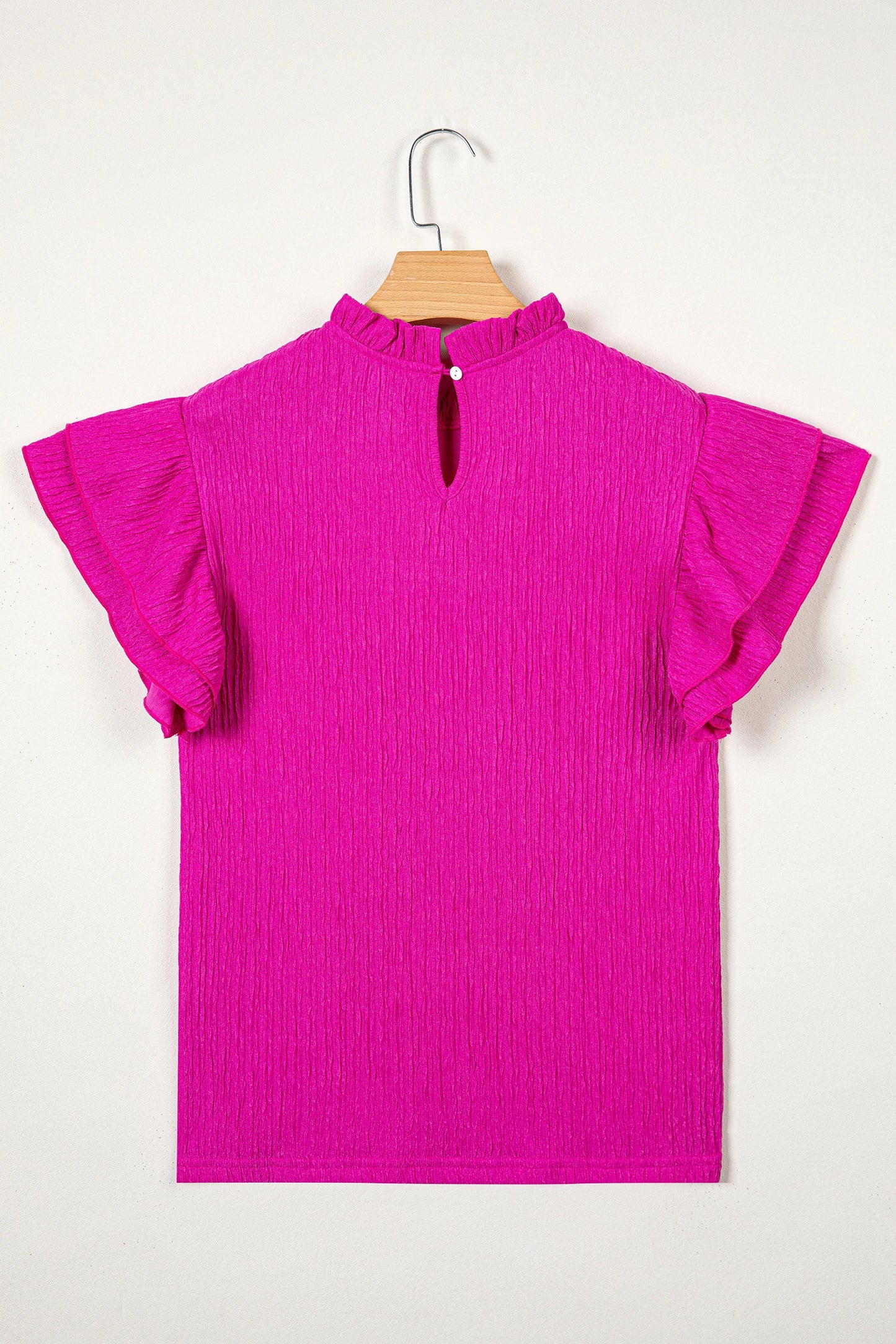 Bright Pink Flutter Sleeve Textured Top