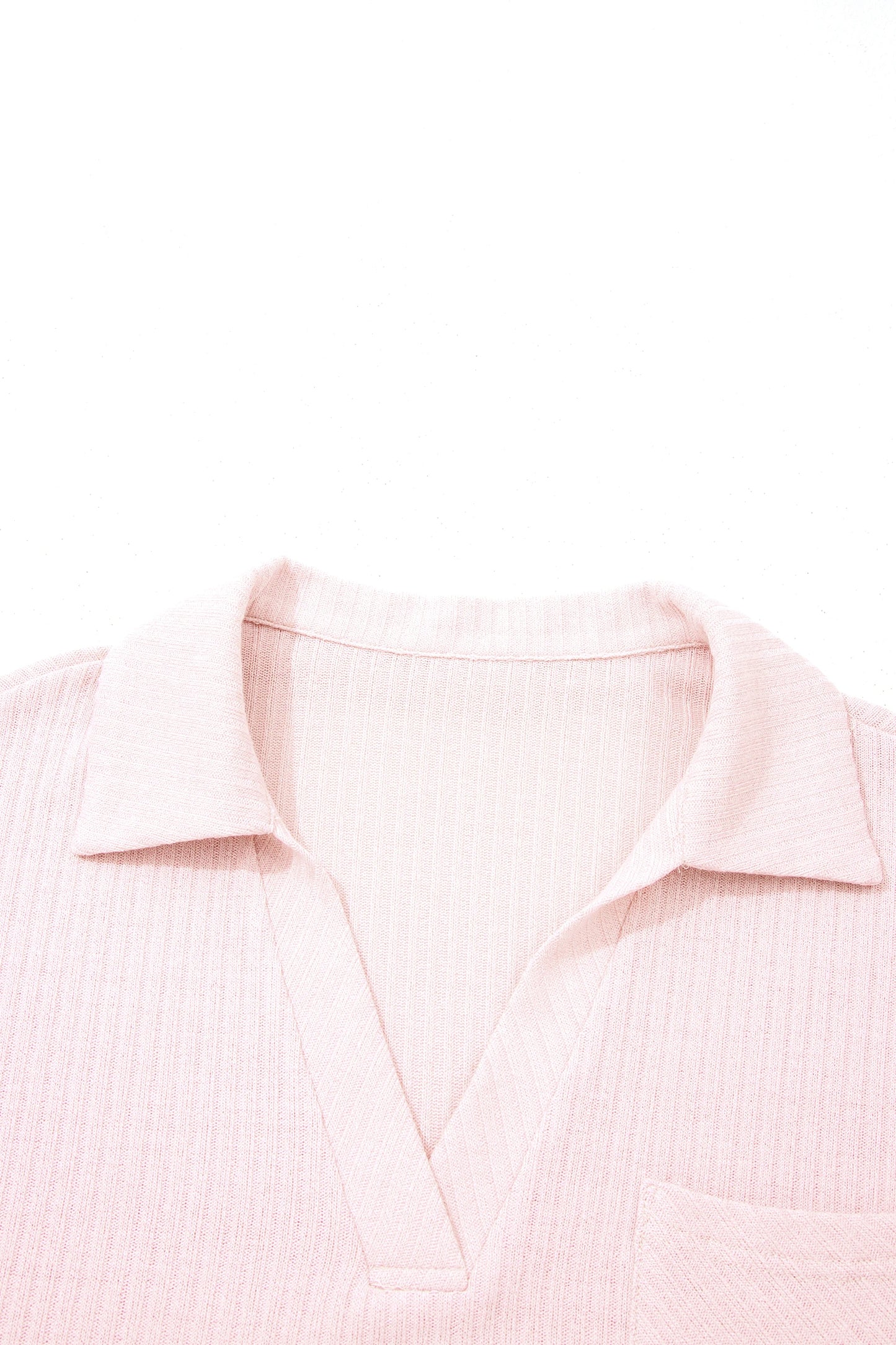 Blush Breeze Ribbed Collared Top
