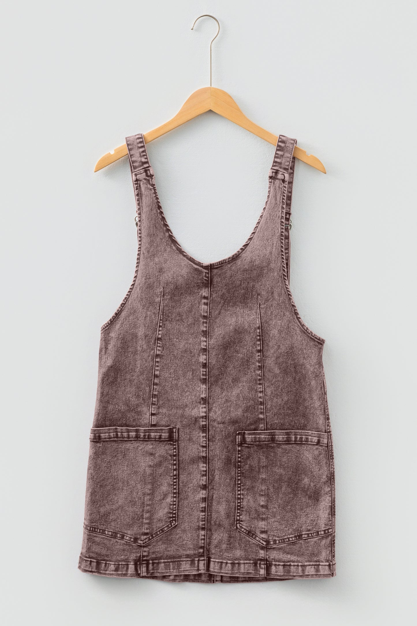 Vintage Washed Denim V Neck Suspender Mini Dress