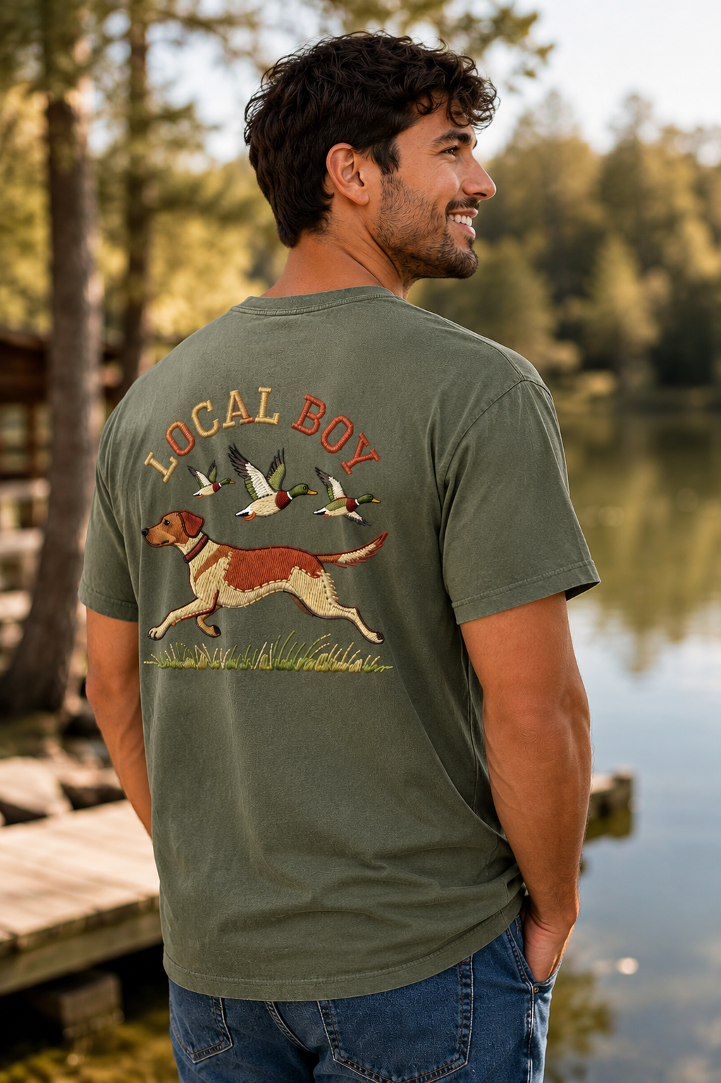 Comfort Colors Moss Duck Hunting Dog Graphic Tee