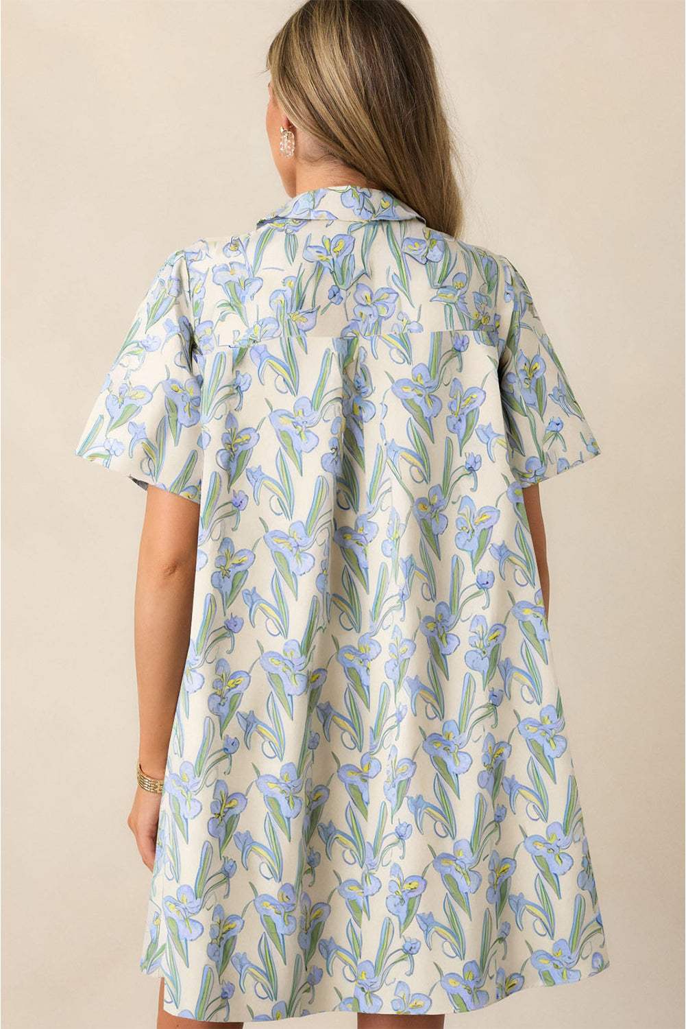 Green Floral Button-Up Dress