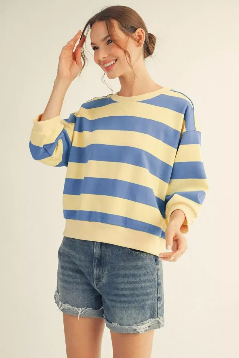 Stripe Drop Shoulder Top by JODIFL