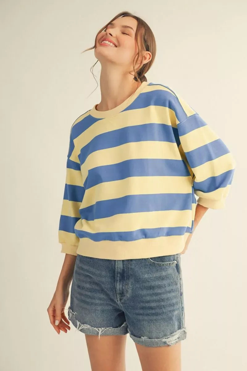 Stripe Drop Shoulder Top by JODIFL