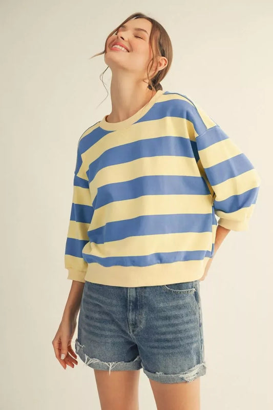 Stripe Drop Shoulder Top by JODIFL